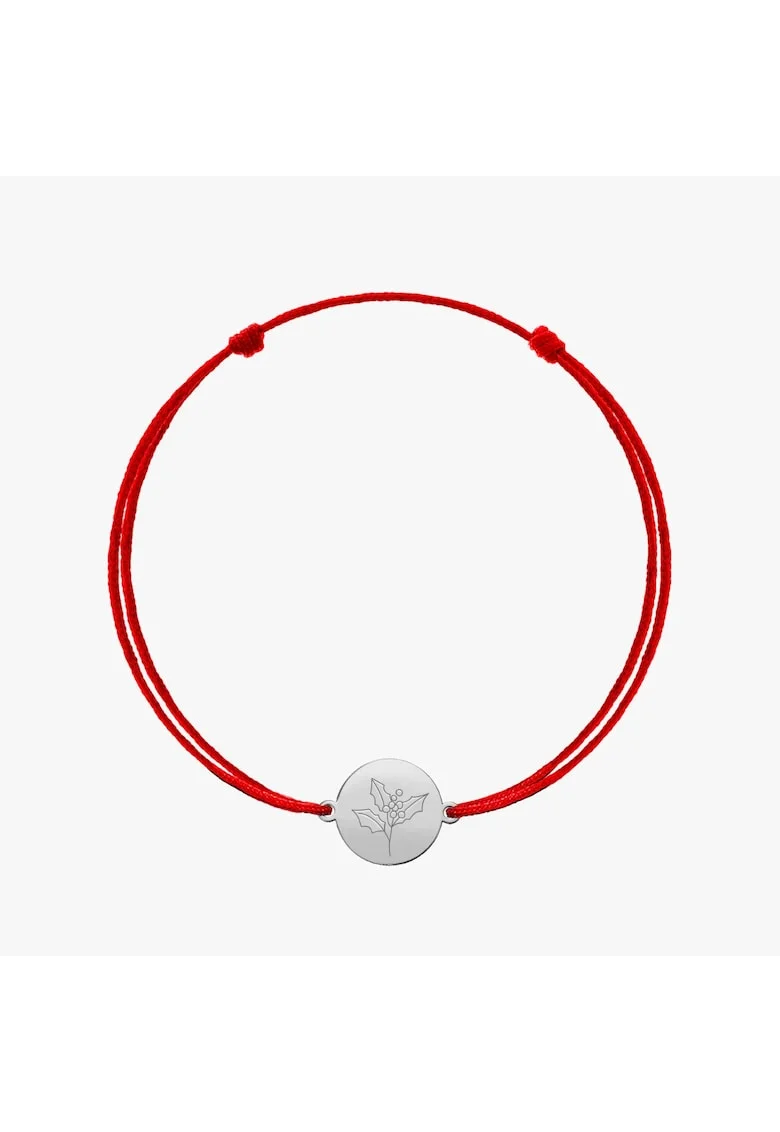 Bratara snur din aur alb Birth Flower - December Holly