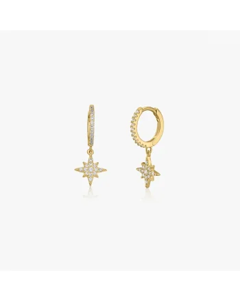 Cercei din argint Golden North Star - Zirconiu