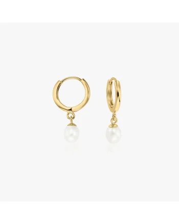 Cercei din aur Pearl Hoops - Perle naturale