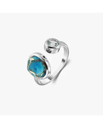 Inel din argint Kaylee – Topaz Albastru & Turcoaz