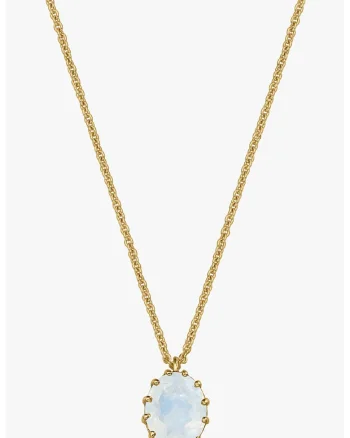 Colier de argint placat cu 2 microni de aur de 14K si decorat cu piatra lunii, Auriu