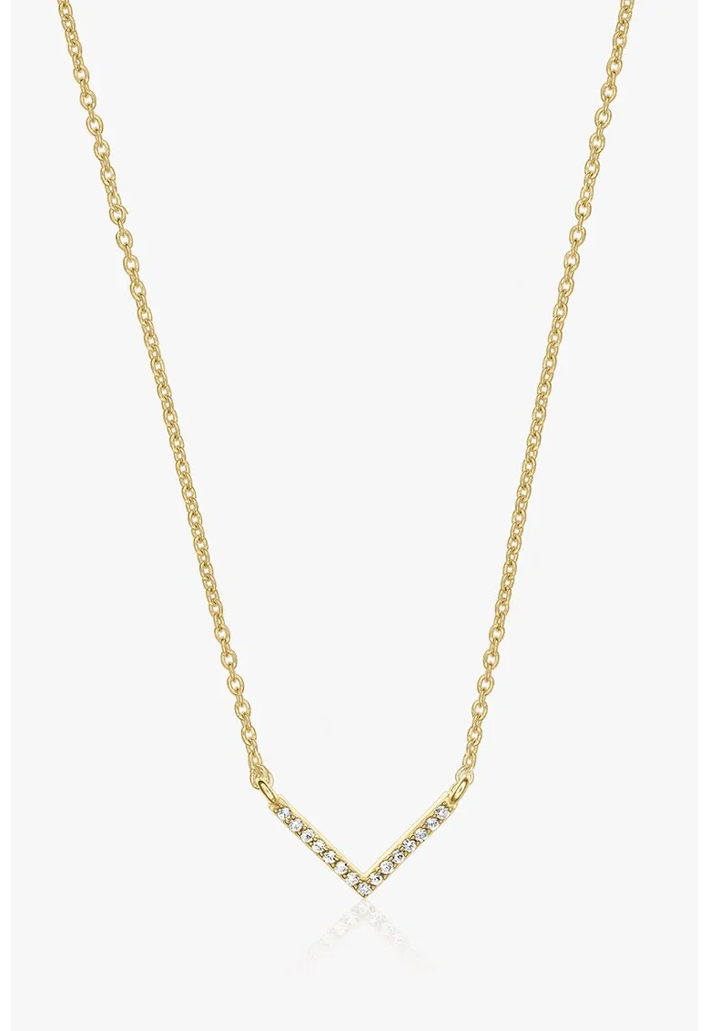 Colier placat cu aur de 14K si zirconia, Auriu