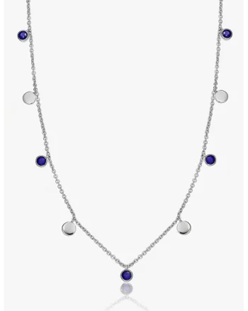 Colier din argint veritbail 925 decorat cu Lapis Lazuli Noora, Argintiu/Bleumarin