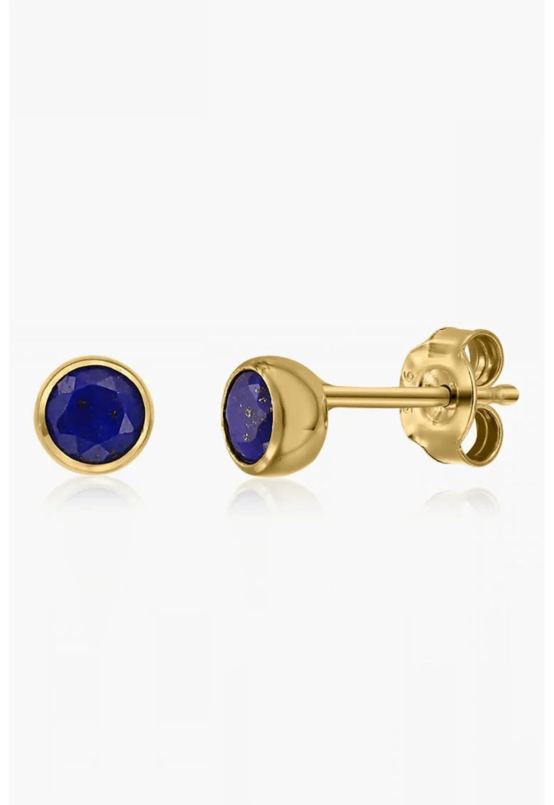 Cercei placati cu aur de 14K si decorati cu lapis lazuli, Auriu/Albastru