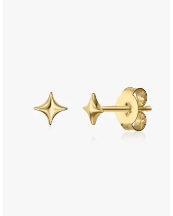 Cercei placati cu aur de 14K Golden Cosmic Star 2 Microns, Auriu