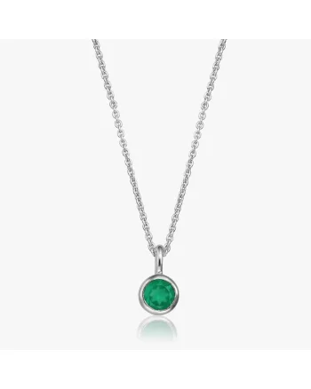 Colier din argint Birthstone May - Onix Verde