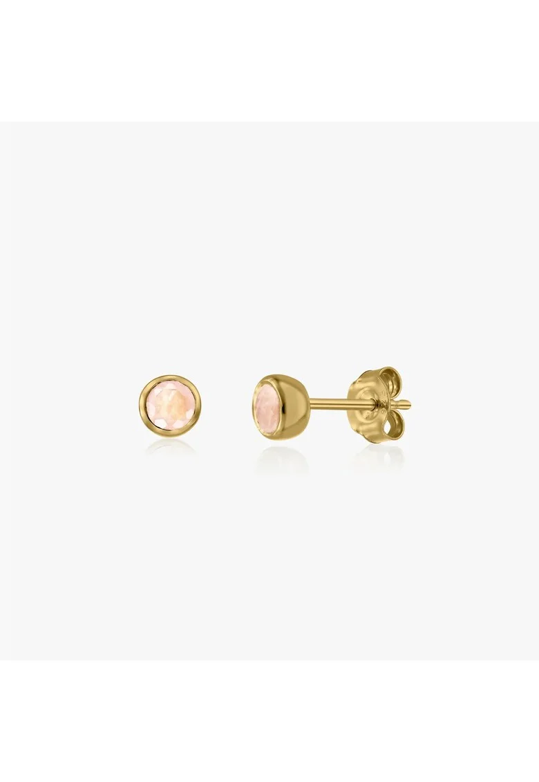 Cercei din argint Birthstone Golden - Cuart Roz