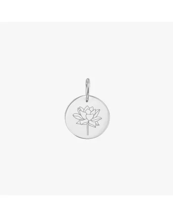 Pandantiv din aur alb Birth Flower - July Lotus