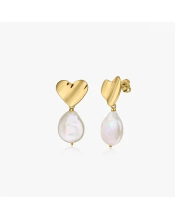 Cercei din argint Heart of Gold - Perle Naturale