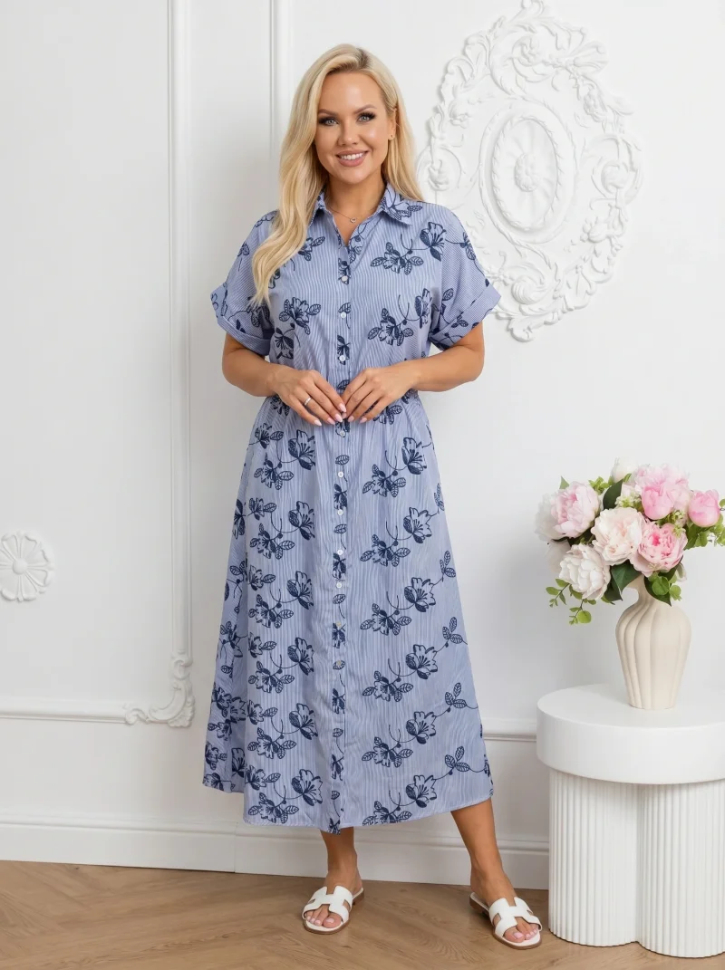 Rochie albastra din vascoza cu b...