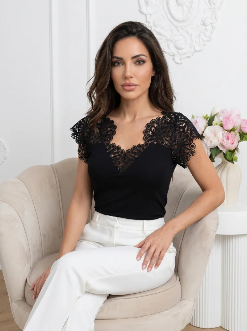 Top elegant din bumbac cu decolt...