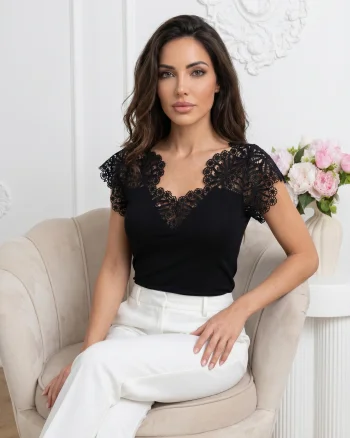 Top elegant din bumbac cu decolt...