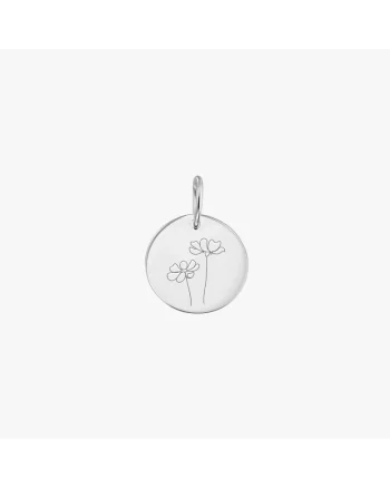 Pandantiv din aur alb Birth Flower - October Cosmos