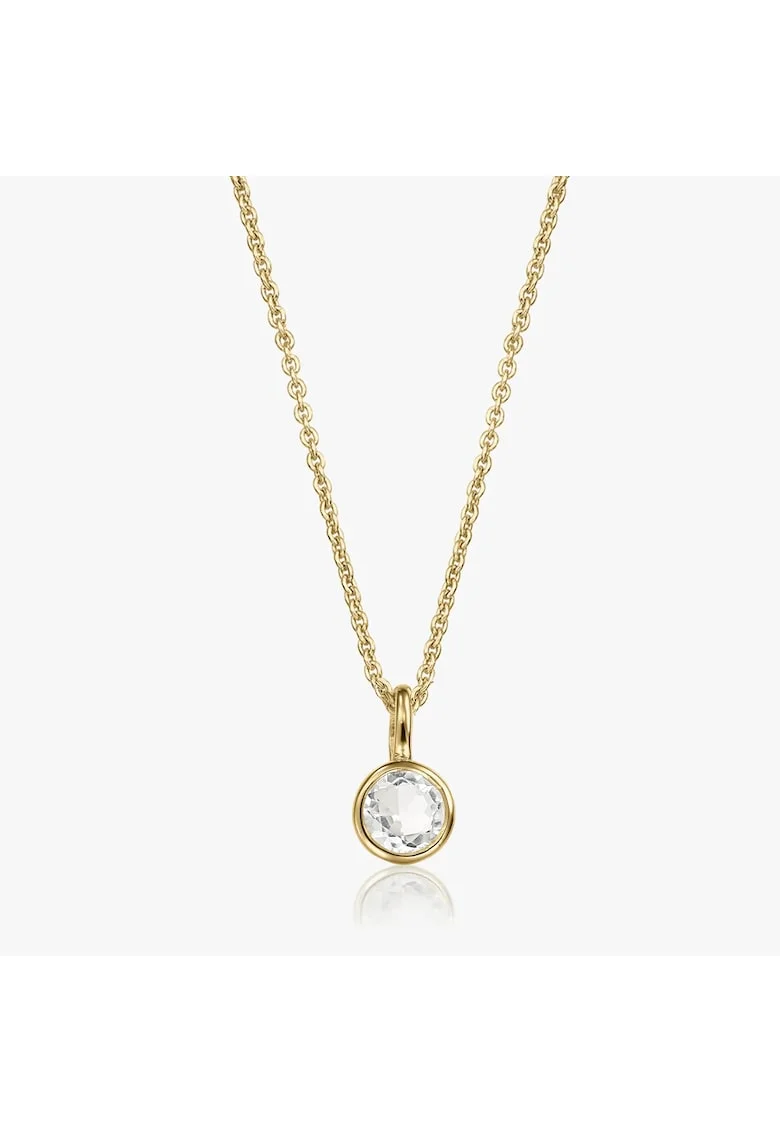 Colier din argint Birthstone Golden April - Topaz Alb