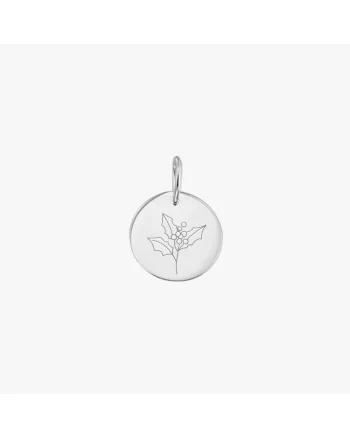 Pandantiv din aur alb Birth Flower - December Holly