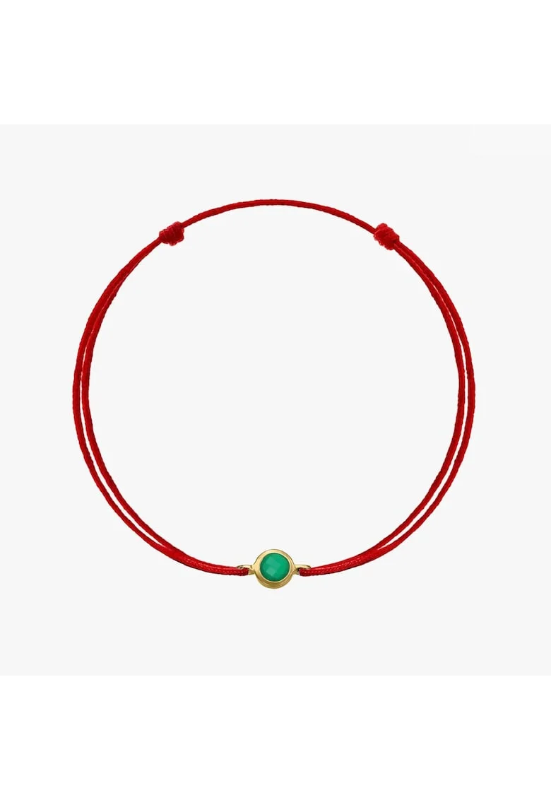 Bratara snur din argint Birthstone May - Onix Verde