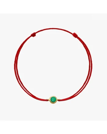 Bratara snur din argint Birthstone May - Onix Verde