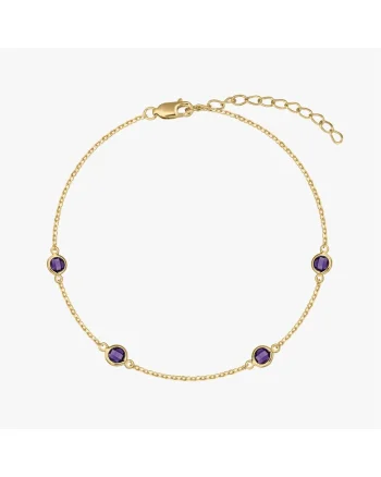 Bratara din argint Birthstone Golden February - Ametist