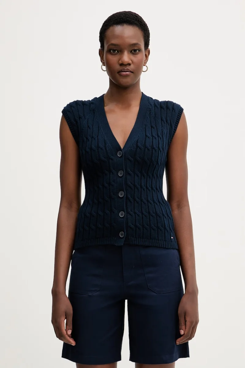 Tommy Hilfiger vestă pentru femei, din bumbac
