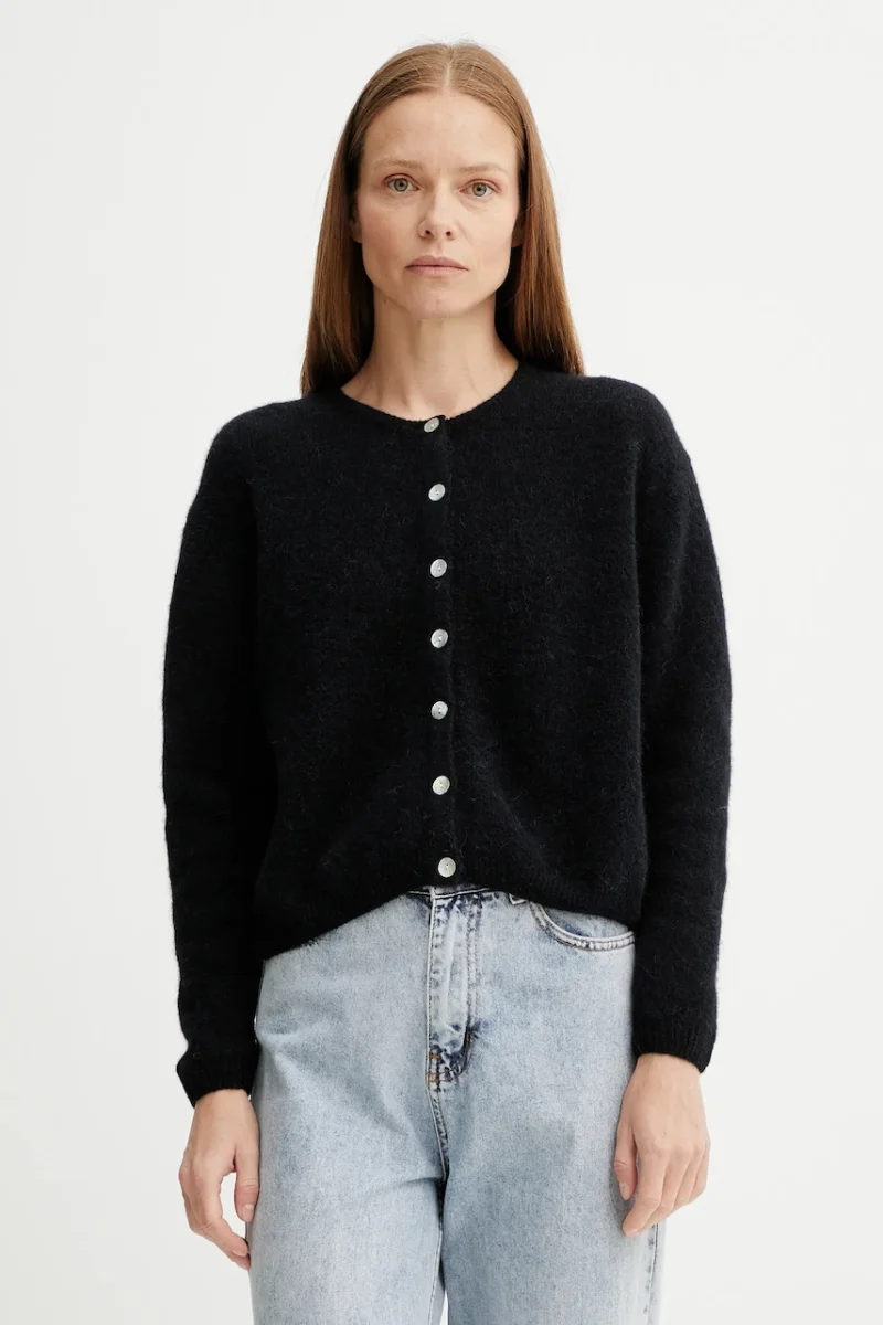 American Vintage cardigan din amestec de lână GILET ML COL ROND