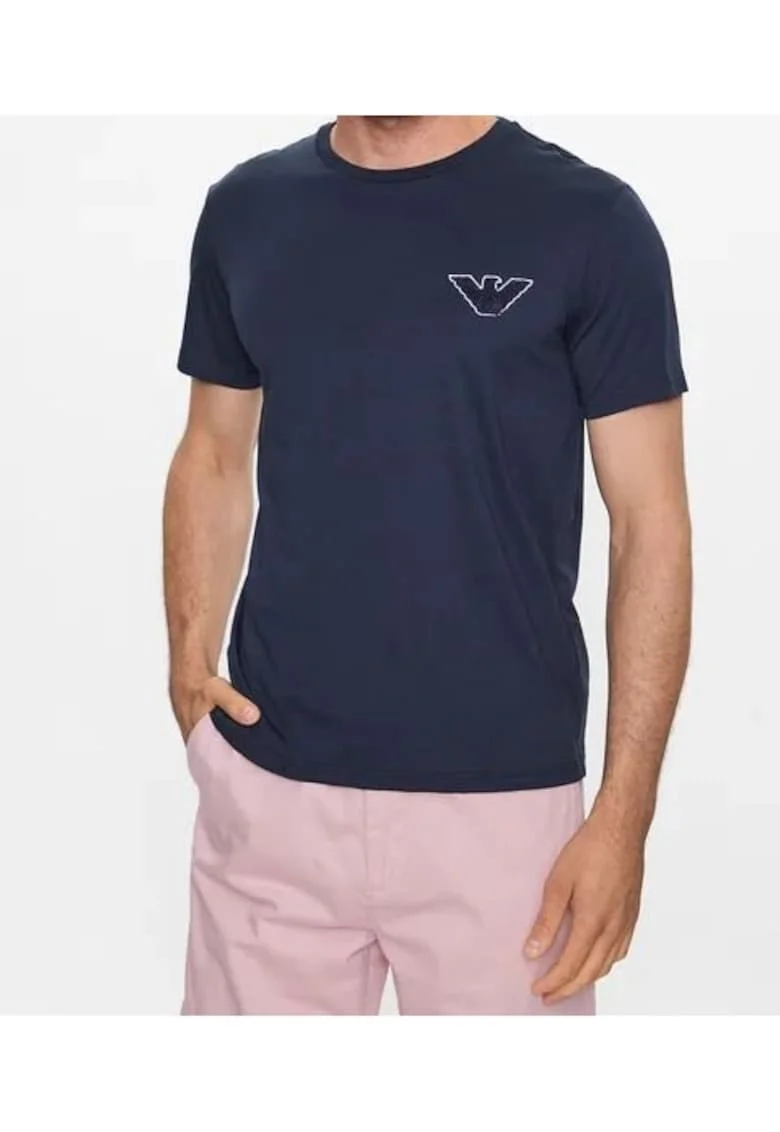 Tricou cu croiala slim si monograma,