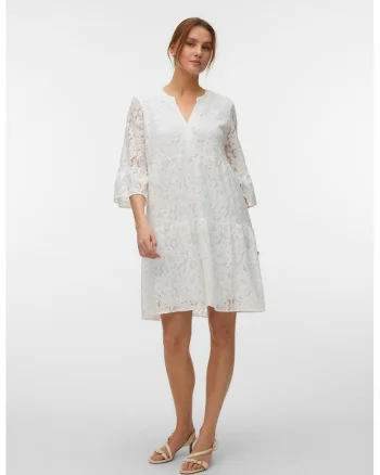 Rochie lejera cu maneci 3/4 Laurel, Alb