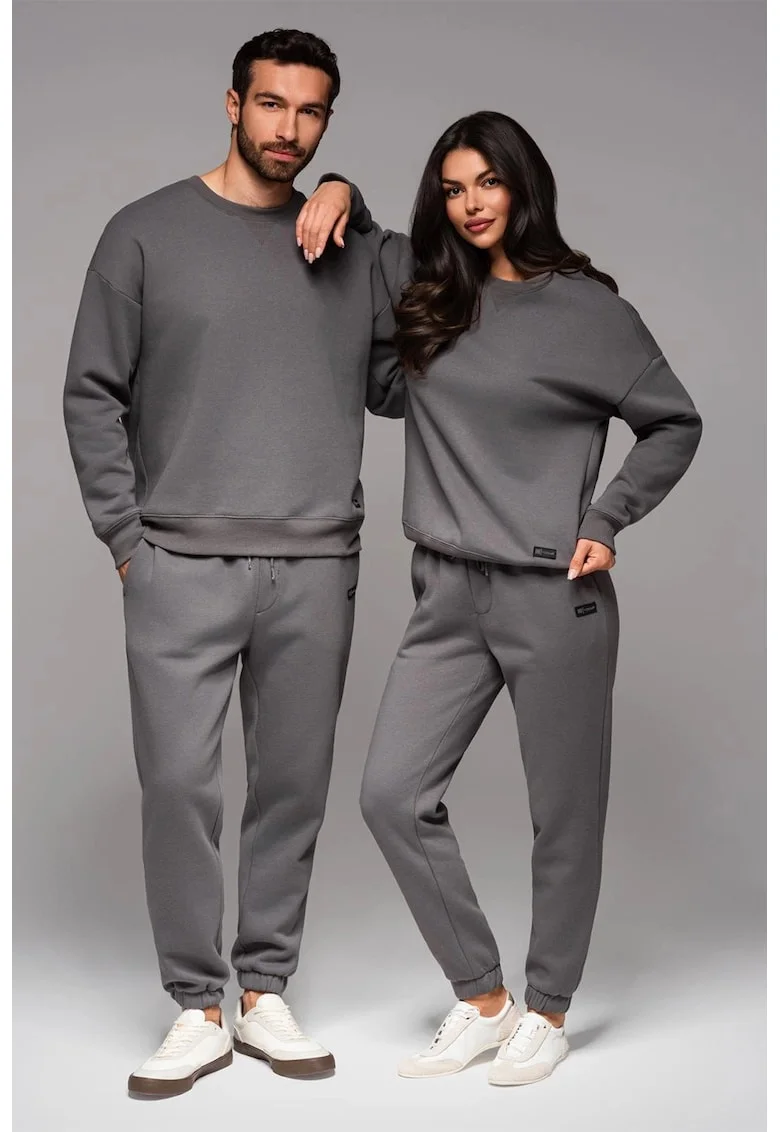 Bluza de trening unisex cu maneci cazute, Gri inchis