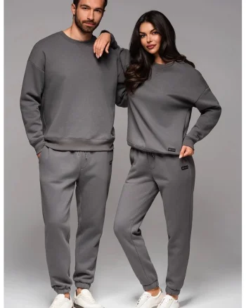 Bluza de trening unisex cu maneci cazute, Gri inchis