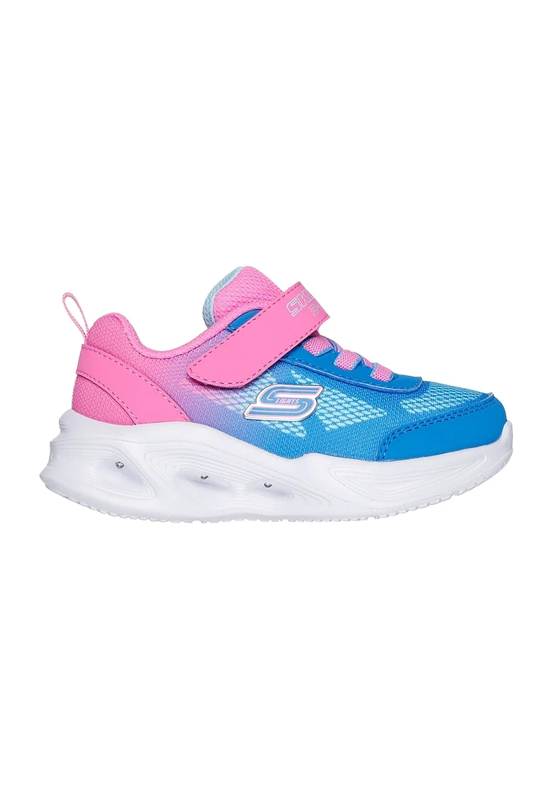 Pantofi sport cu velcro si LED-uri S-Lights, Roz/Albastru