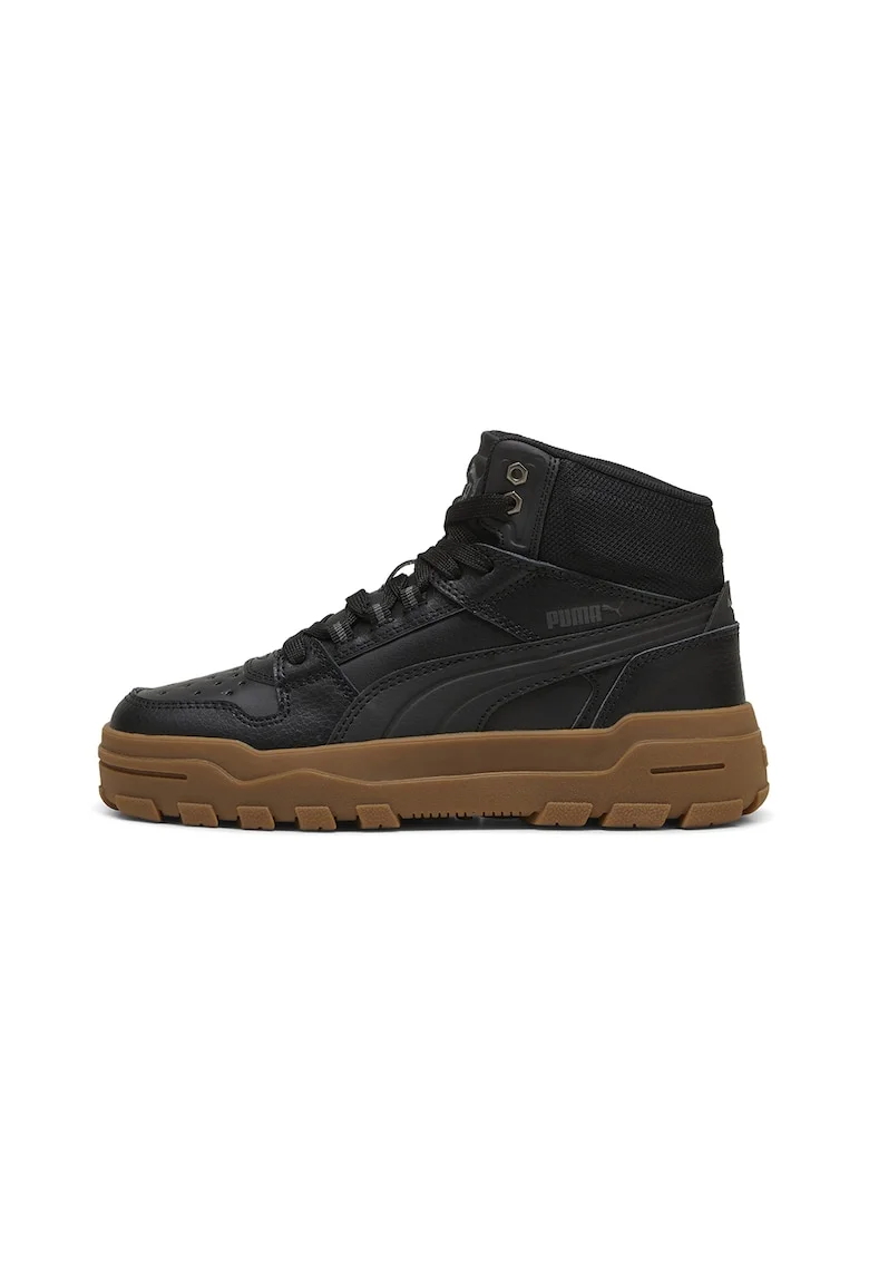 Pantofi sport mid-high de piele cu garnituri sintetice Rebound Abrupt, Negru/Maro scortisoara