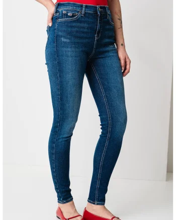 Blugi skinny cu aspect decolorat