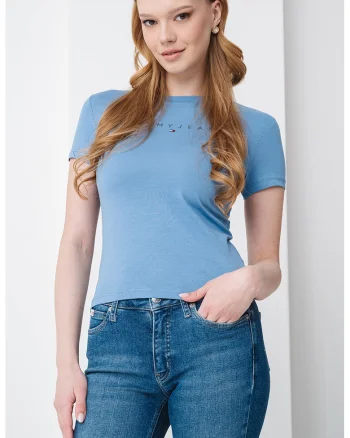 Tricou cu decolteu la baza gatului si imprimeu logo