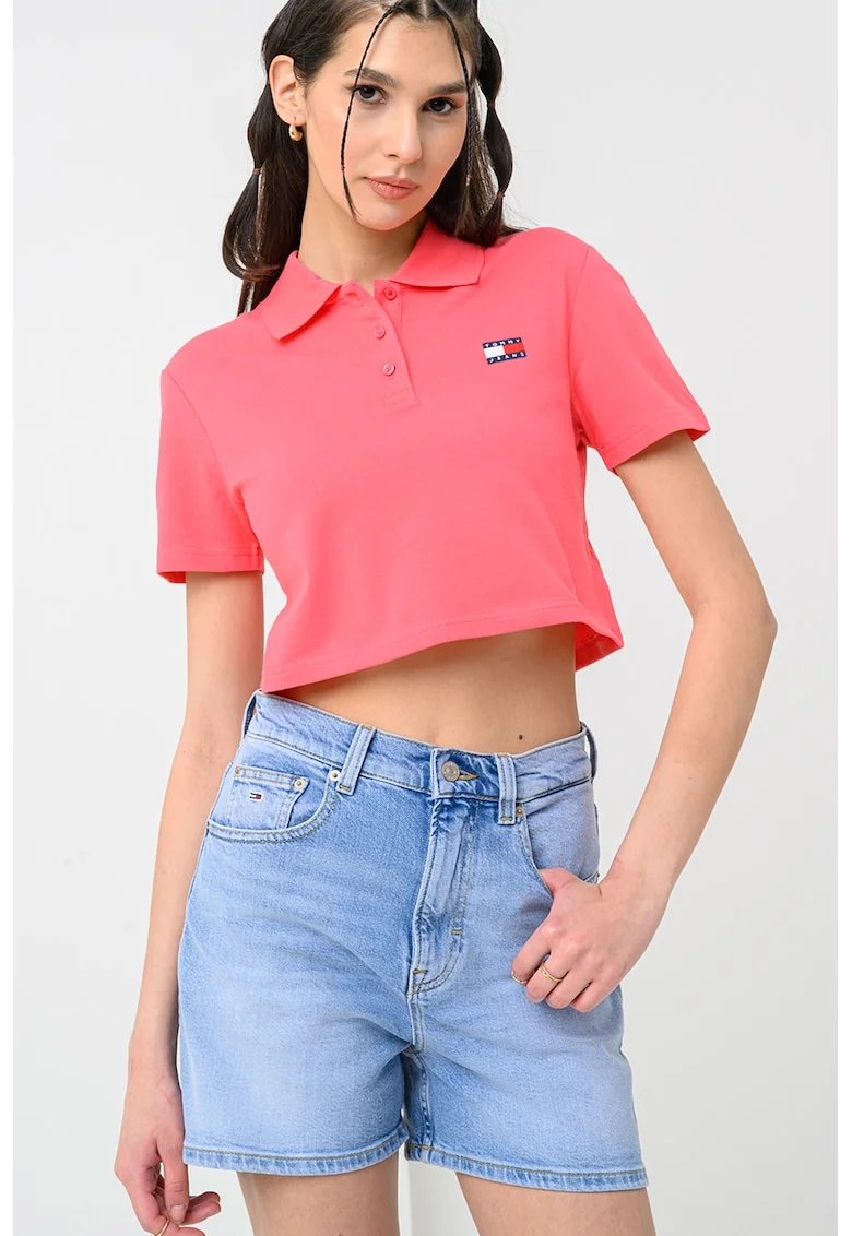 Tricou crop polo Badge