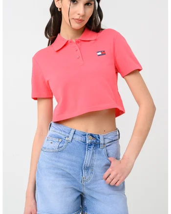 Tricou crop polo Badge