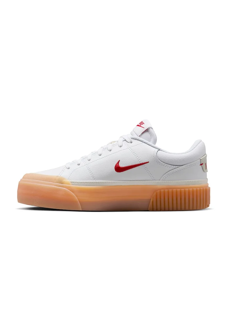 Pantofi sport din piele cu garnituri din material textil Court Legacy, Rosu/Alb