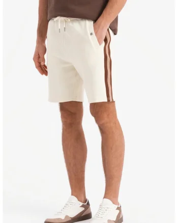 Pantaloni scurti din amestec de bumbac cu buzunare oblice, Maro/Crem