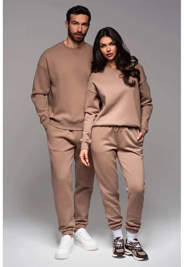Bluza de trening unisex cu maneci cazute, Maro