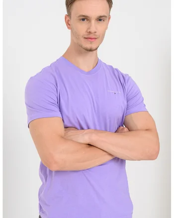 Tricou slim fit cu logo, Lila