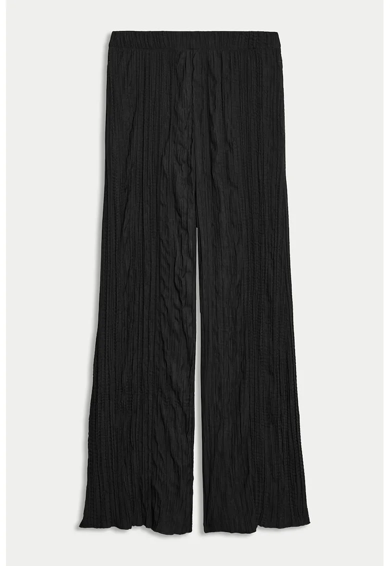 Pantaloni texturati cu croiala ampla, Negru