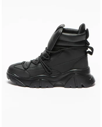 Pantofi sport inalti unisex masivi de piele ecologica, Negru