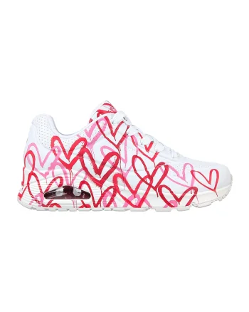 Pantofi sport cu talpa wedge Uno Spread The Love, Rosu/Alb/Roz