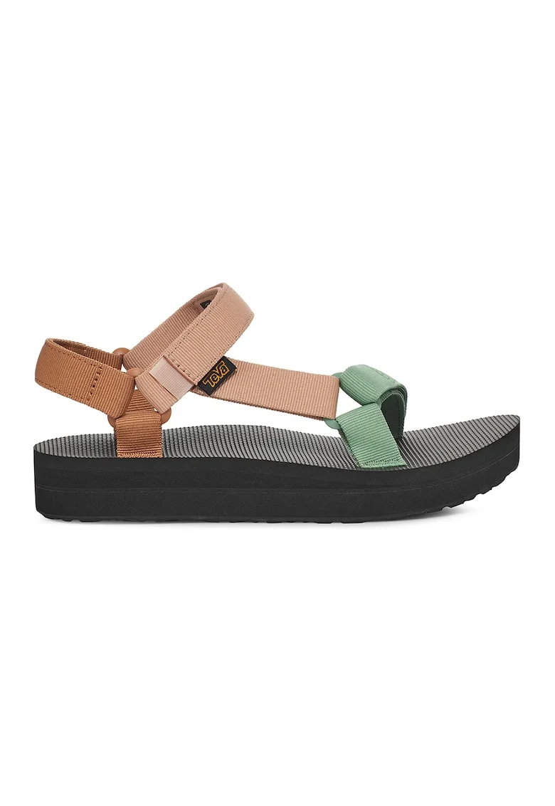 Sandale din material textil cu velcro, Maro/Verde pal/Roz prafuit