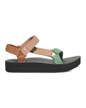 Sandale din material textil cu velcro, Maro/Verde pal/Roz prafuit