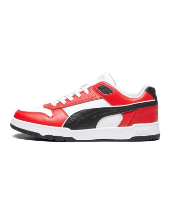 Pantofi sport de piele ecologica si piele RBD Game, Rosu/Alb/Negru