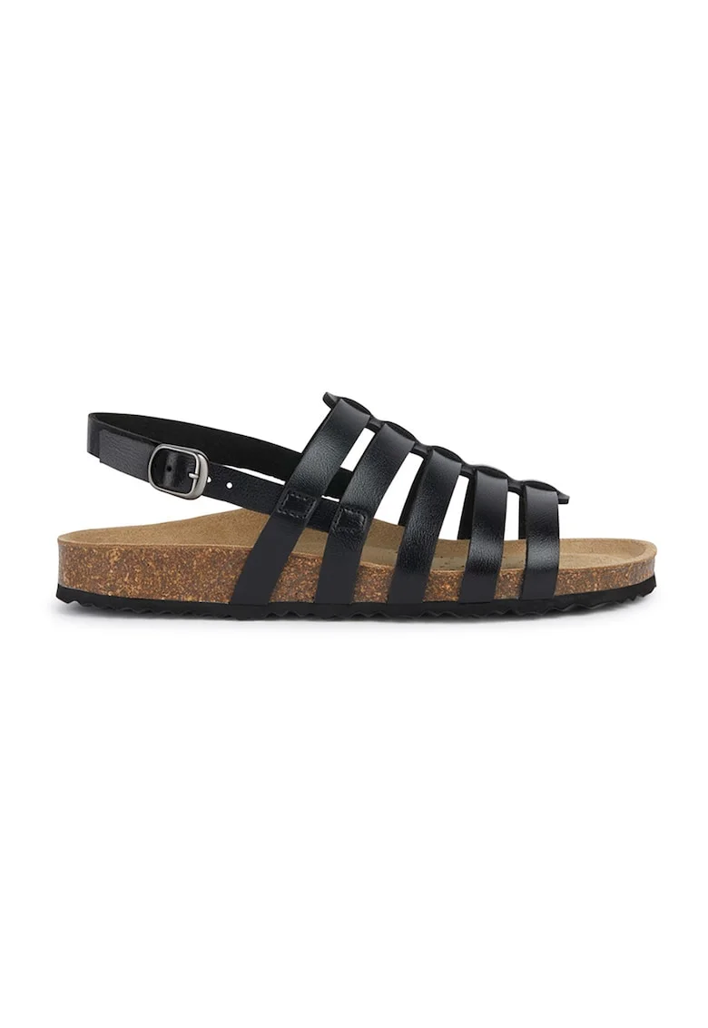 Sandale din piele ecologica, Negru