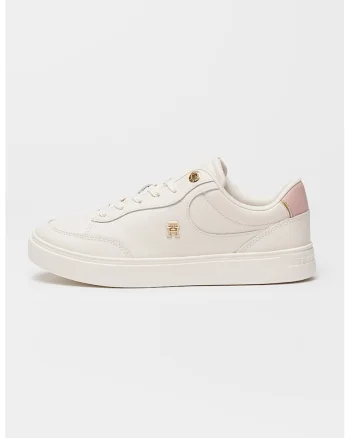 Pantofi sport low-cut din piele, Alb murdar/Roz prafuit