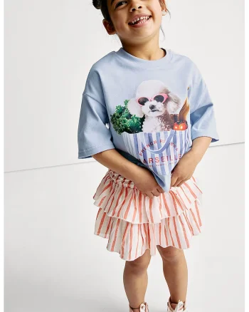 Tricou lejer cu model grafic, Albastru glaciar