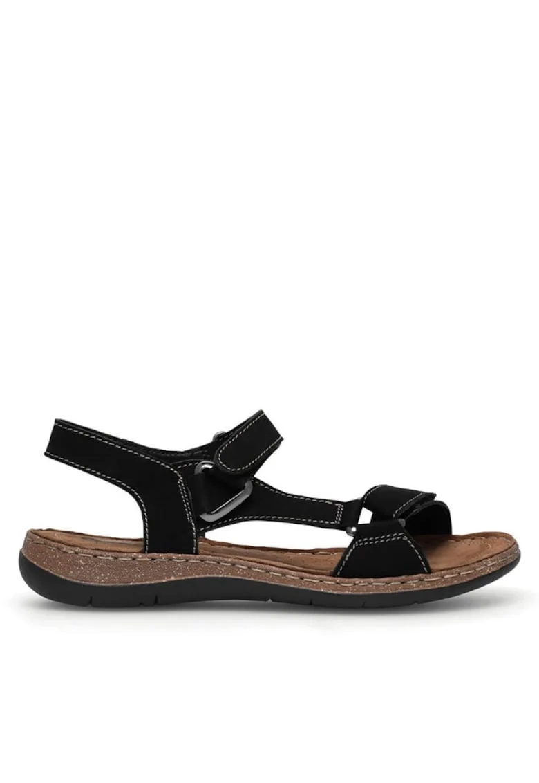 Sandale dama,  Piele naturala, Negru, Negru