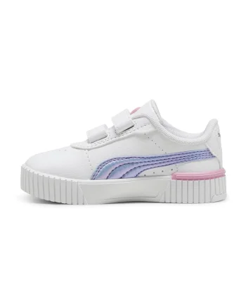 Pantofi sport de piele ecologica cu velcro Carina 2.0, Albastru lavanda/Roz pastel/Alb murdar