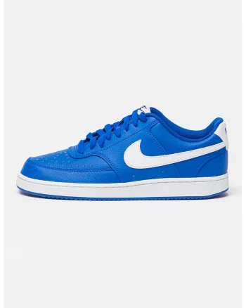 Pantofi sport low-cut de piele ecologica Court Vision, Alb/Albastru royal